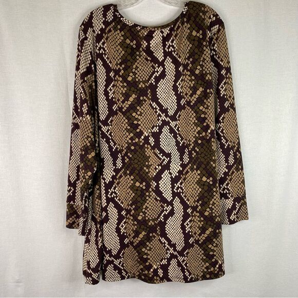LulaRoe Elizabeth Tunic Women’s 2X Brown Tan Snake Reptile V Neck Long Sleeve - Picture 5 of 9